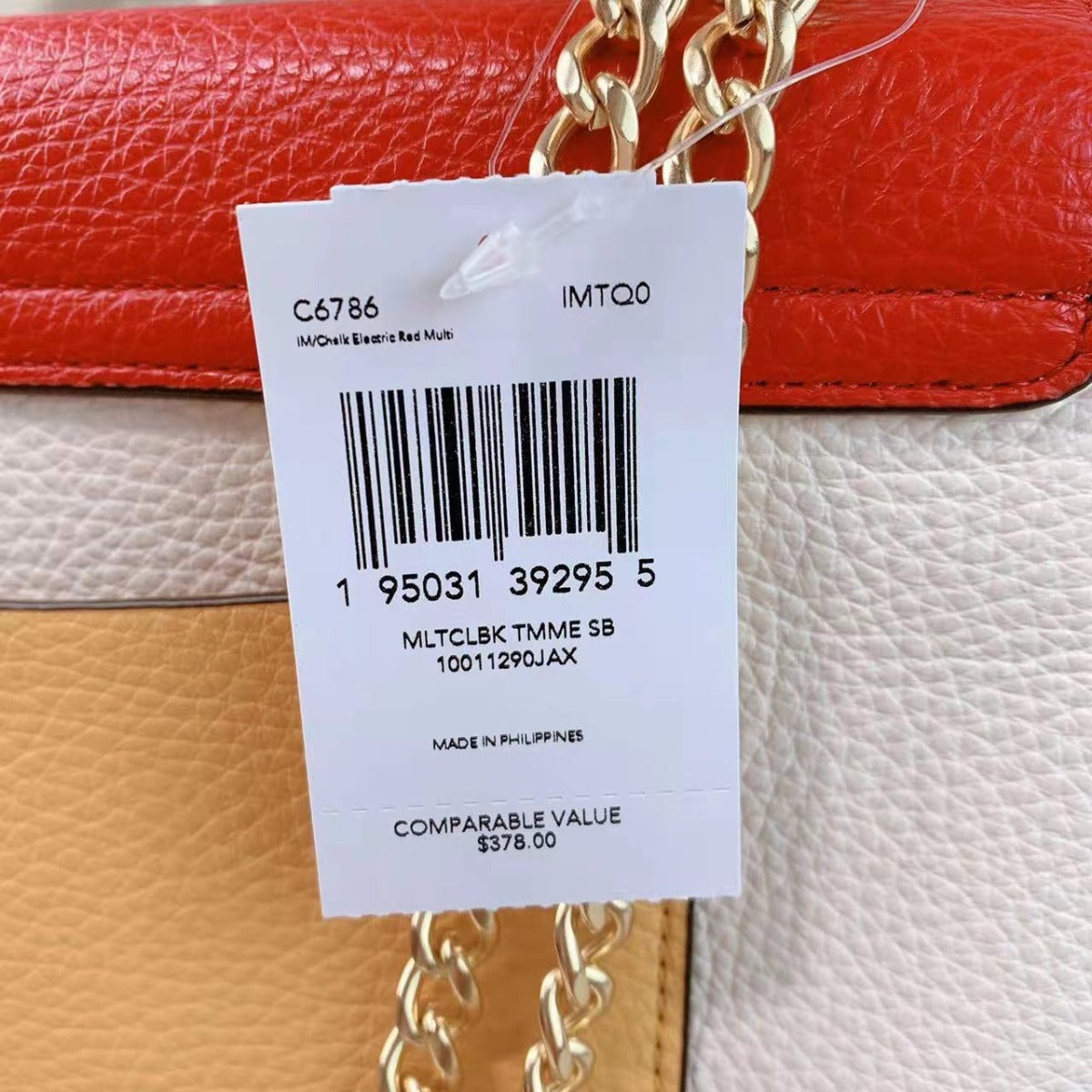 Coach C6786 Tammie Shoulder Bag In Colorblock In Gold/Chalk Electric Red Multi Coach C6786 Tammie Shoulder Bag In Colorblock In Gold/Chalk Electric Red Multi
